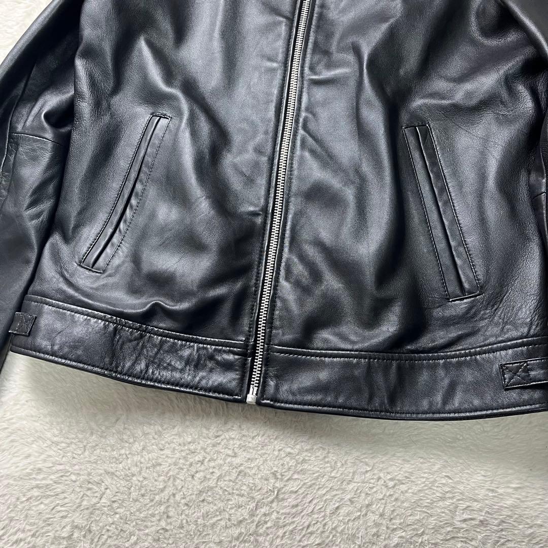 キングスマンZARA ラムレザー　シングルライダースジャケット　黒　L