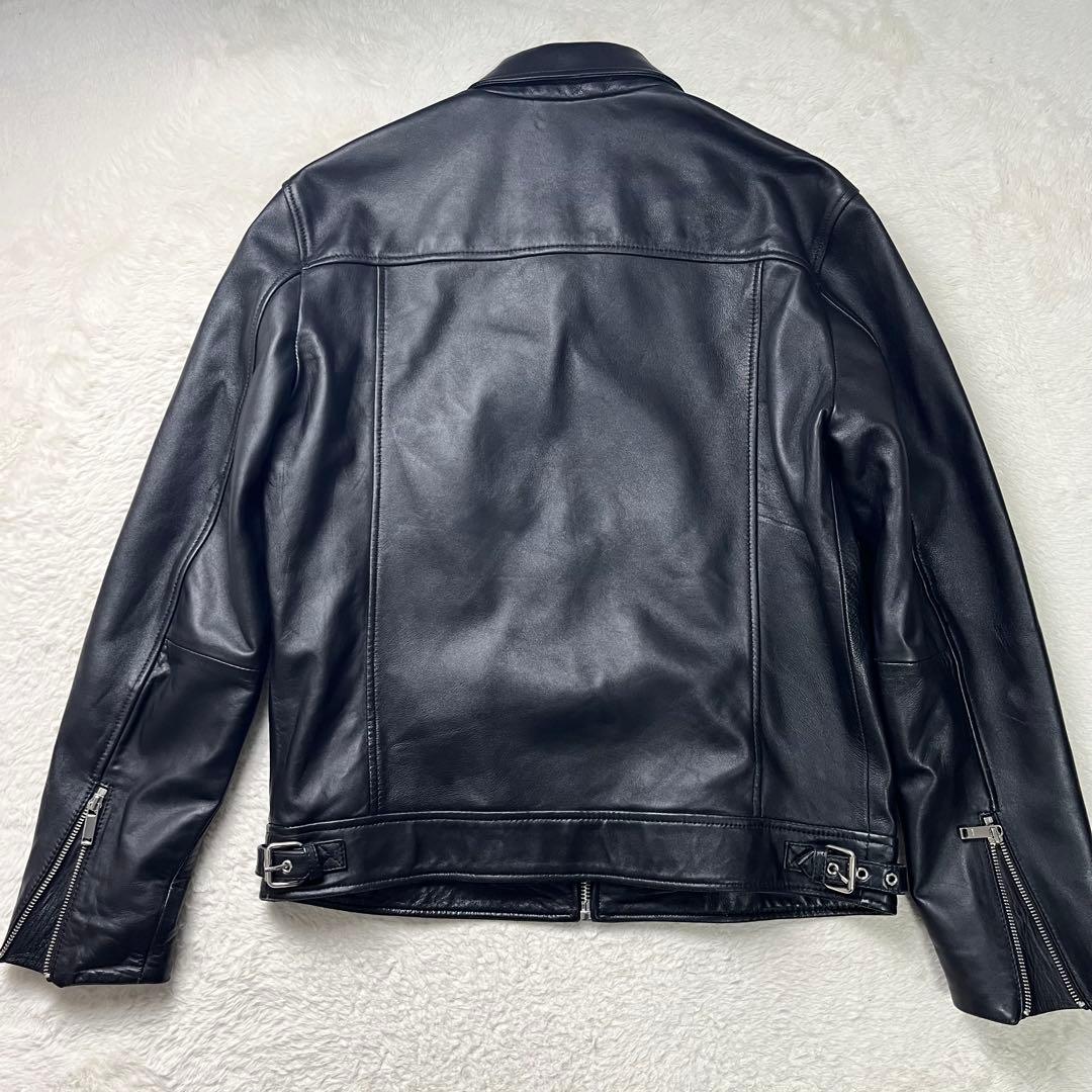 キングスマンZARA ラムレザー　シングルライダースジャケット　黒　L
