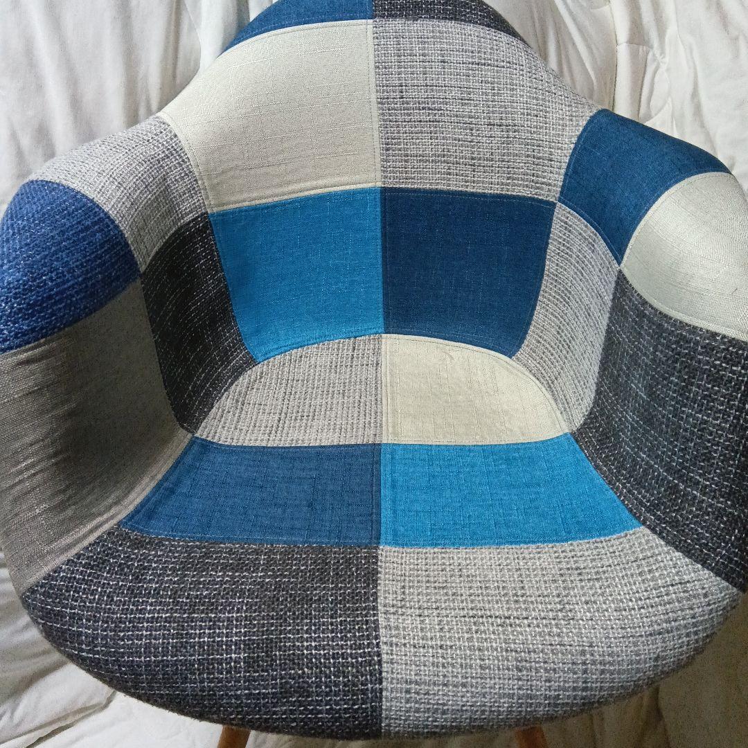 パッチワークデザイン ラウンジチェア 多色 青系