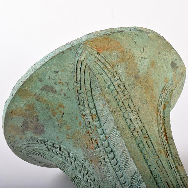 中国　古銅青銅　饕餮文　四方尊式瓶　時代箱付　V　R7775B