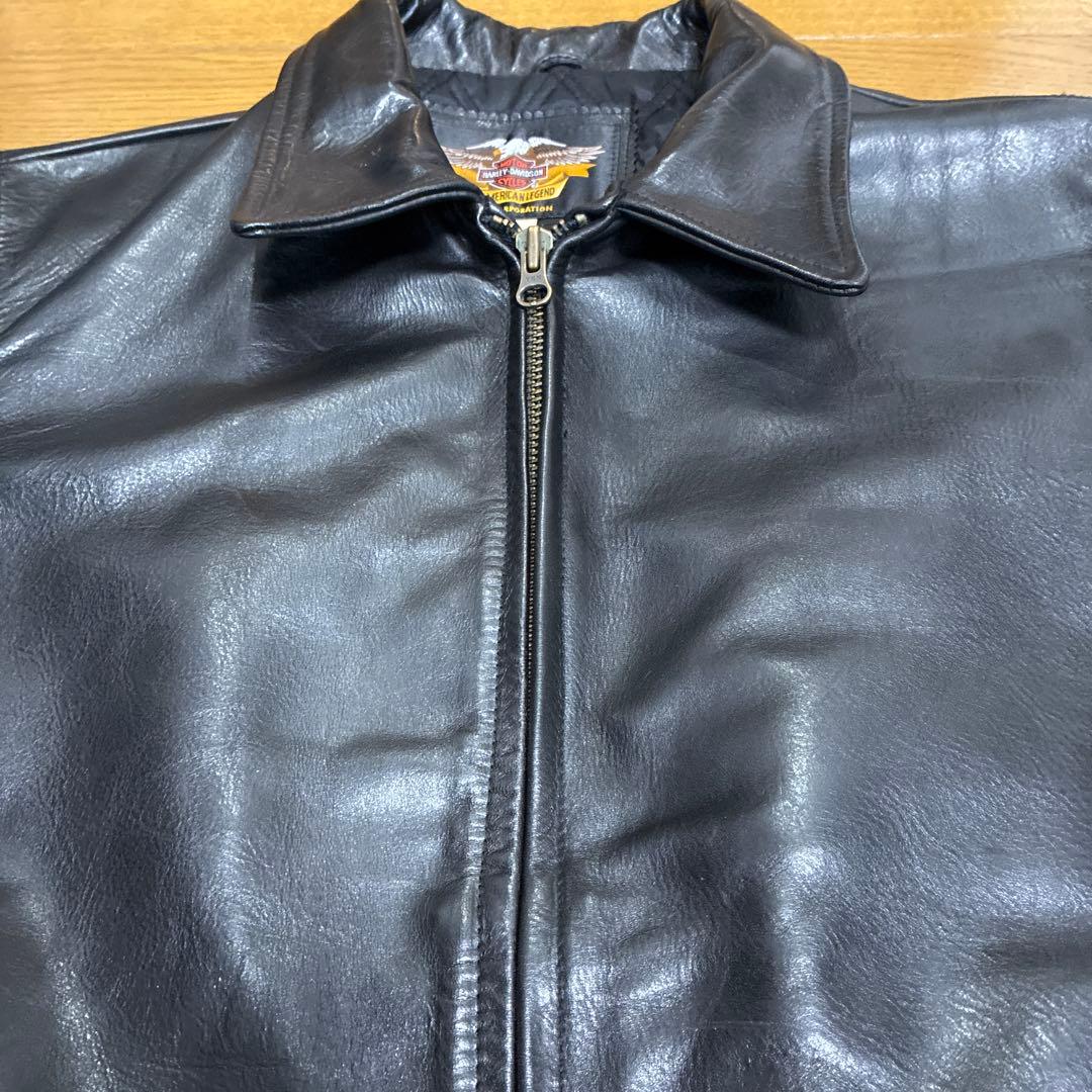 ハーレーダビッドソン ホースハイド シングルライダースジャケット M刺繍ブラック
