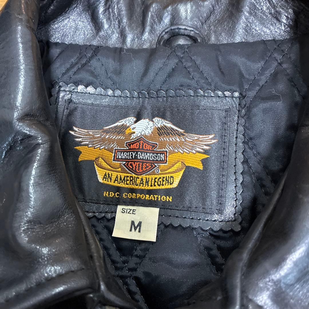 ハーレーダビッドソン ホースハイド シングルライダースジャケット M刺繍ブラック