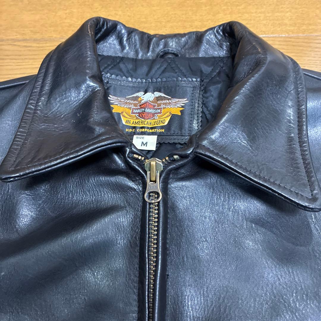 ハーレーダビッドソン ホースハイド シングルライダースジャケット M刺繍ブラック