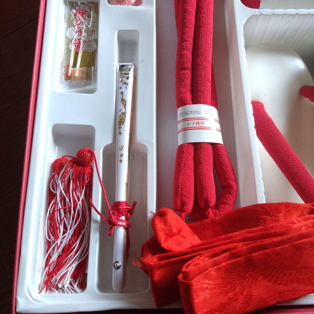 上質美品★１回使用★七歳★七五三小物セット 赤と白※草履スレあり