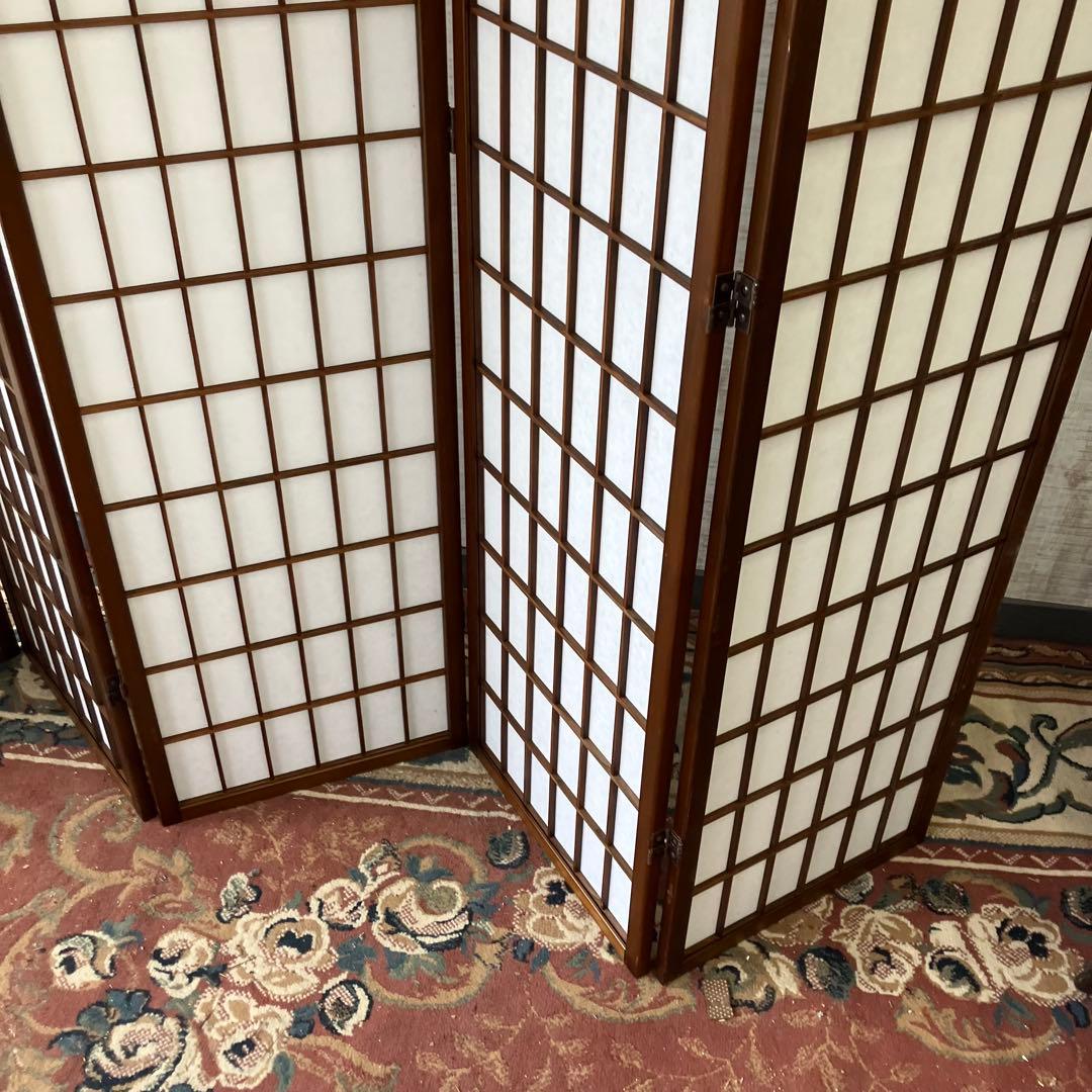 昭和レトロ 和モダン 木製 5連格子 障子パーテーション 間仕切り 仕切り 衝立