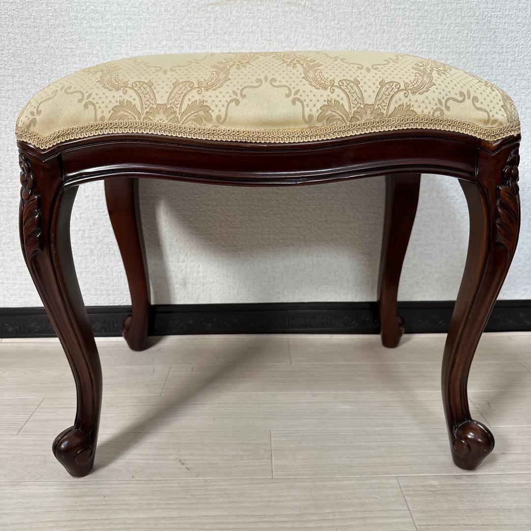 展示品 イタリア スツール オットマン チェア 猫脚 腰掛け ロココ調 i1※