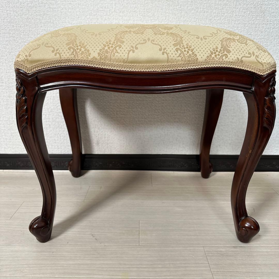 展示品 イタリア スツール オットマン チェア 猫脚 腰掛け ロココ調 i1※