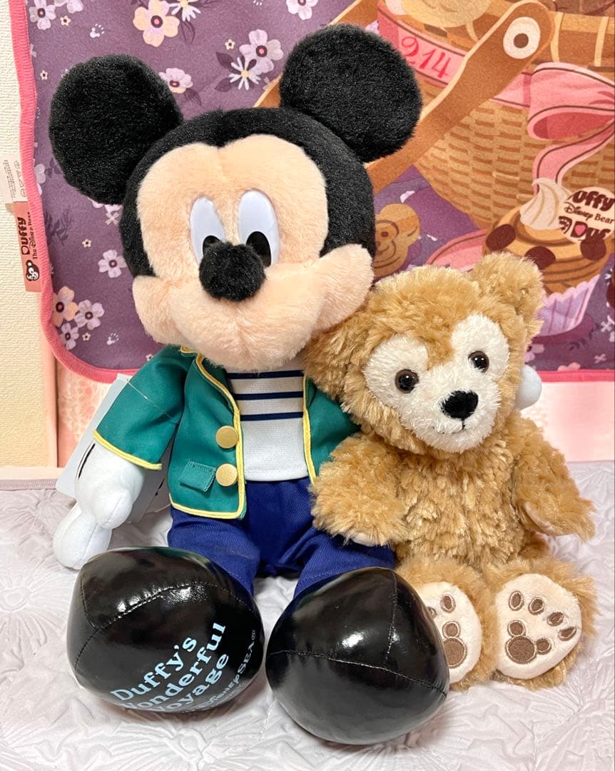 新品タグ付き！ダッフィー ミッキー、シェリーメイ ミニー ぬいぐるみセット