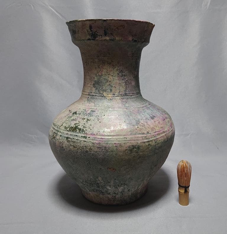 コレクター収集品　東漢時代　出土品　緑釉　大壷　高さ33.5cm
