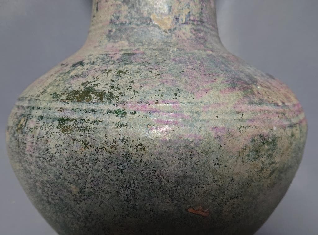 コレクター収集品　東漢時代　出土品　緑釉　大壷　高さ33.5cm