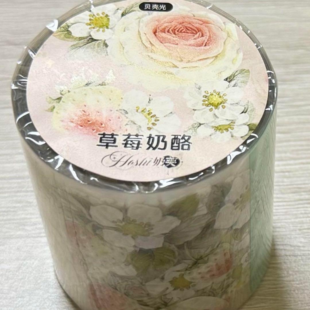 海外 PETテープ マスキングテープ フラワーと苺