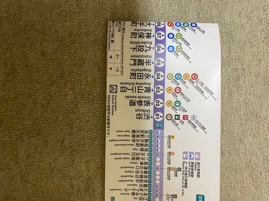 東京メトロ半蔵門線路線図シール　（超激レア）希少