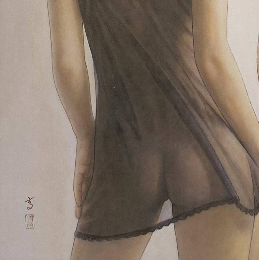 高塚省吾、【鏡】、希少な額装用画集画、新品高級額 額装付、状態良好