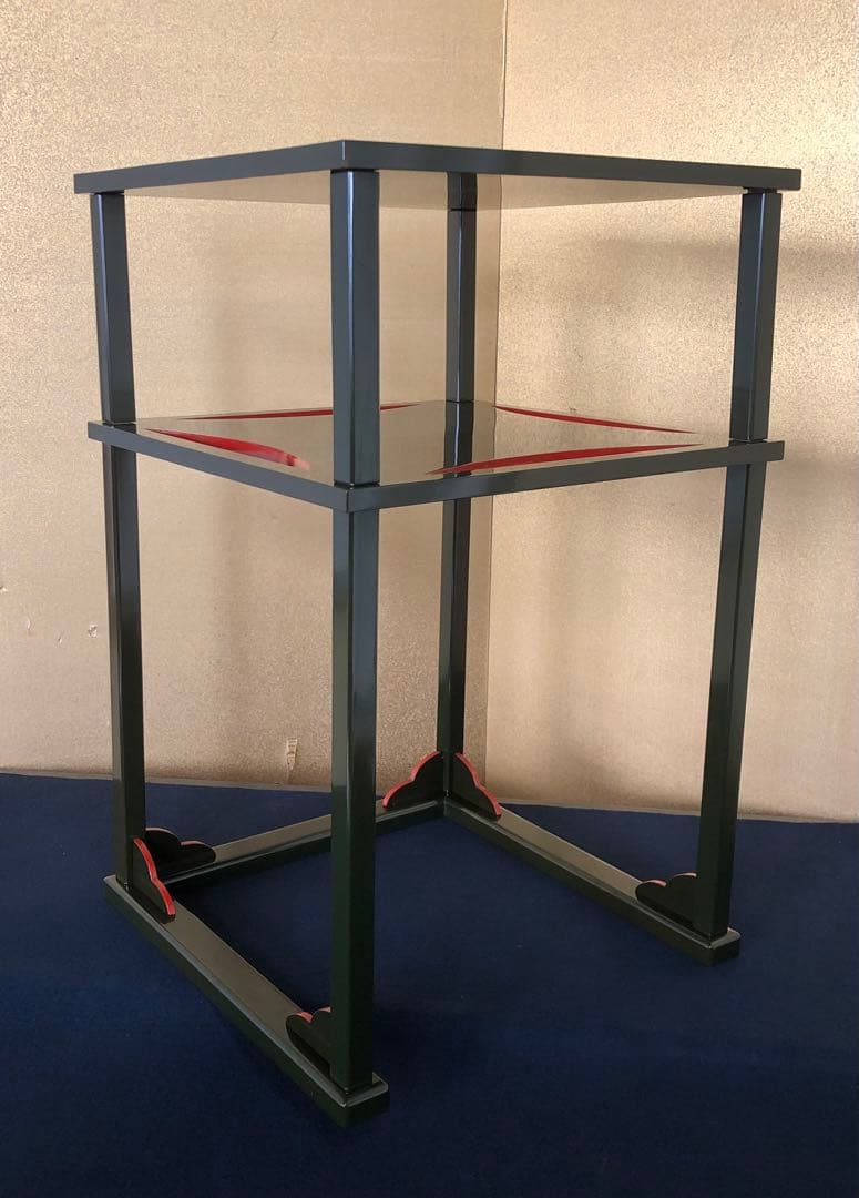 《R》茶道具 青漆 糸巻棚 組立式 塗師 川瀬表完作 共箱　260126く1