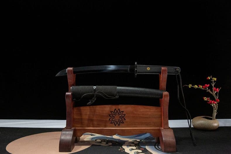 戦術刀 ショート丈 古兵器 武具 刀装具 鍛造打 鋼刀 冷兵器 黒武者 武士道