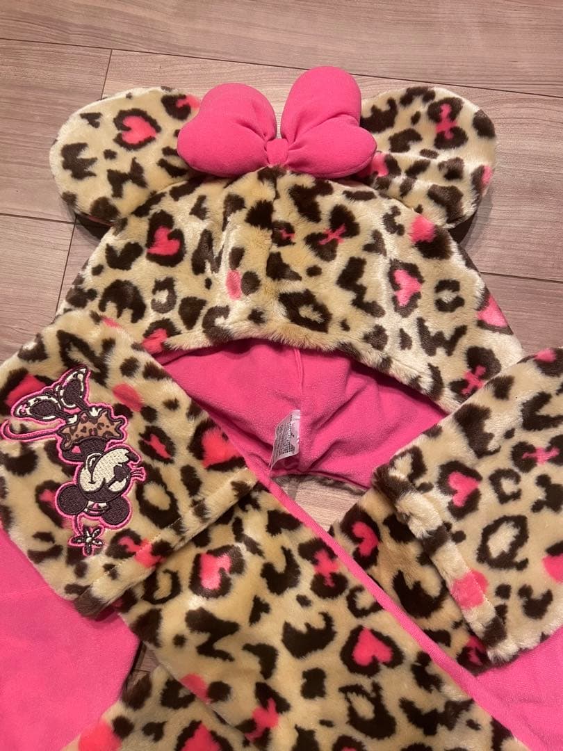 ミニーマウス ヒョウ柄フード