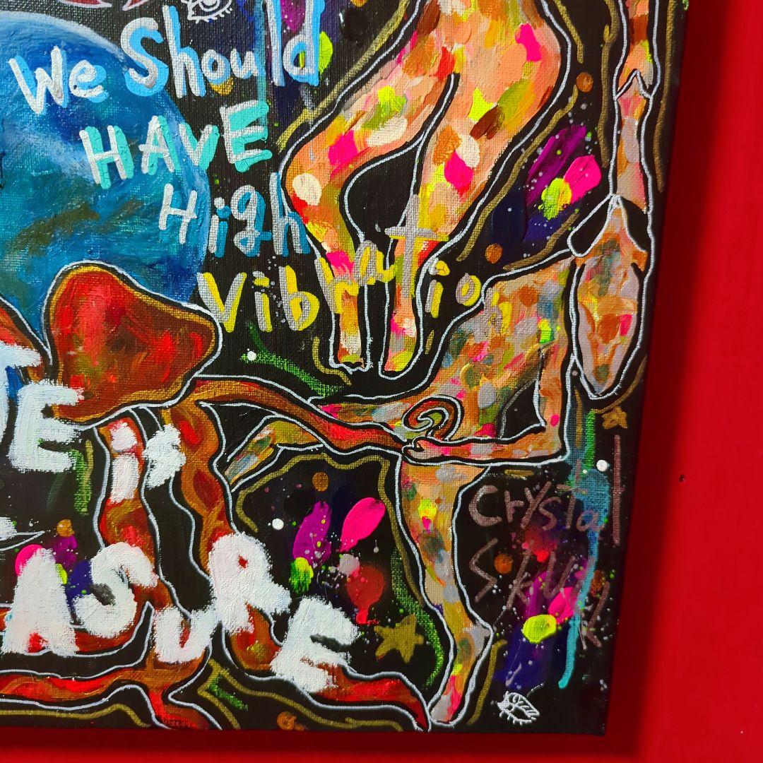 【一点物現代アート】宇宙人たちの絵【F8号】