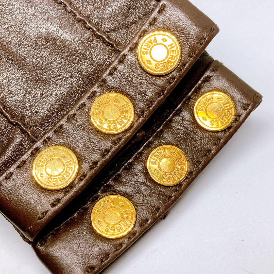 223 エルメス　革手袋　セリエゴールド　ブラウン　メンズ