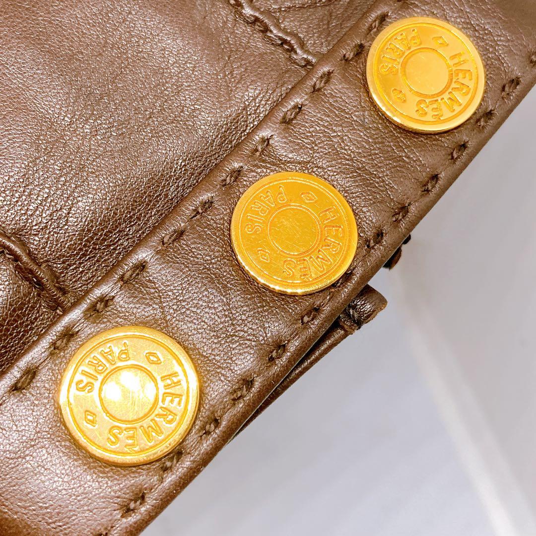 223 エルメス　革手袋　セリエゴールド　ブラウン　メンズ