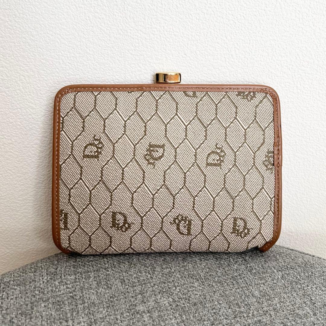 クリスチャンディオール ヴィンテージ ハニカム柄 キャンバス ケース 財布