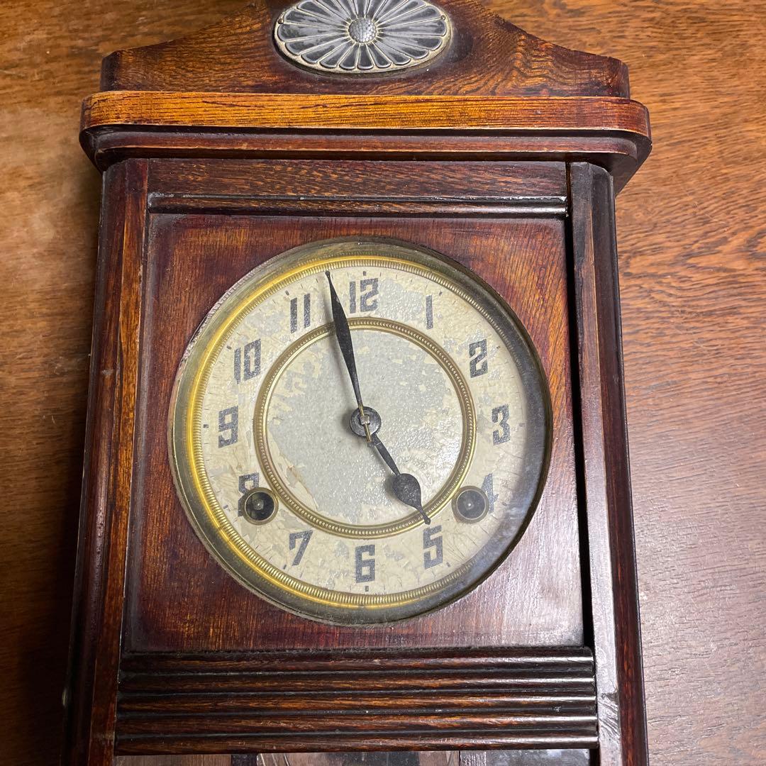 木製掛時計 振り子付き アナログ　アンティーク