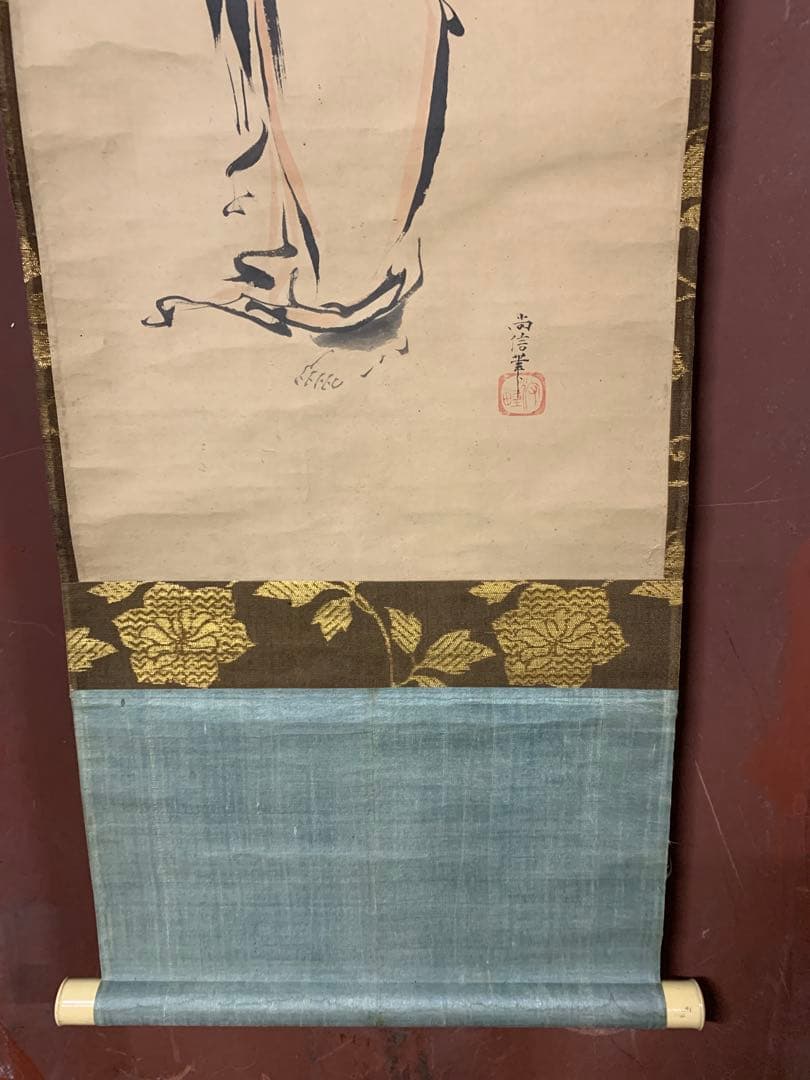 『X9831』大徳寺 百拙和尚 賛 ・ 狩野 尚信 筆 人物画 掛軸