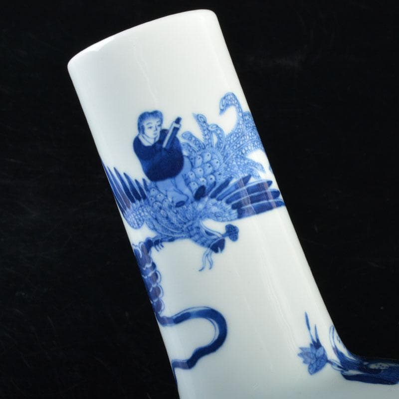 中国　大清乾隆年製　青花　人物文　長頸瓶　M　R4724B