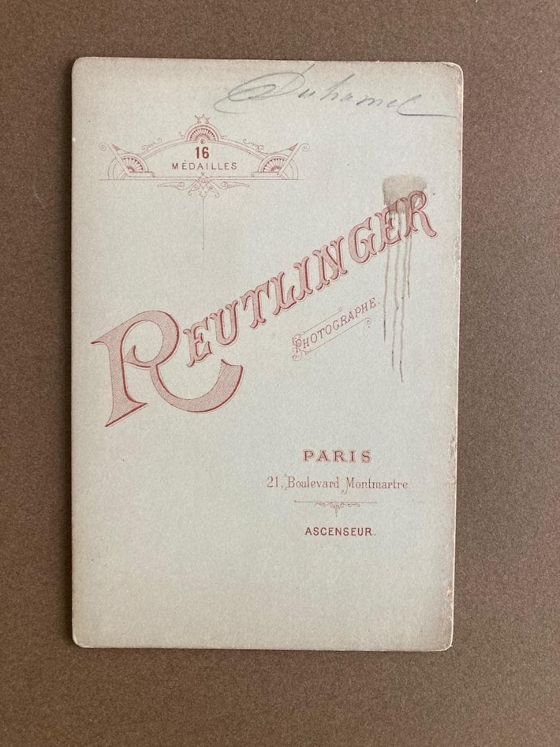 フランスアンティーク　肖像写真　女優　デュアメル嬢 ルートランジェ写真館