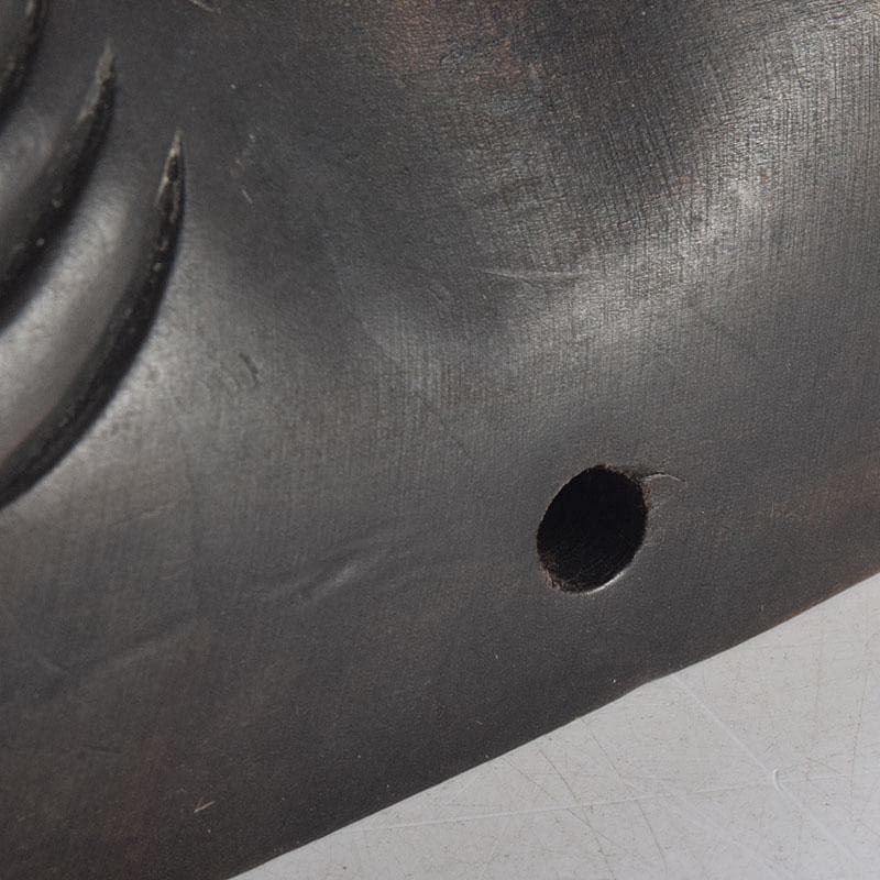 能面　能楽　雅楽　木彫　黒色尉　お面　在銘　時代箱　V　R8891