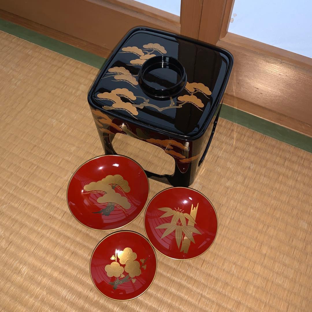 輪島塗　松竹梅蒔絵　屠蘇器