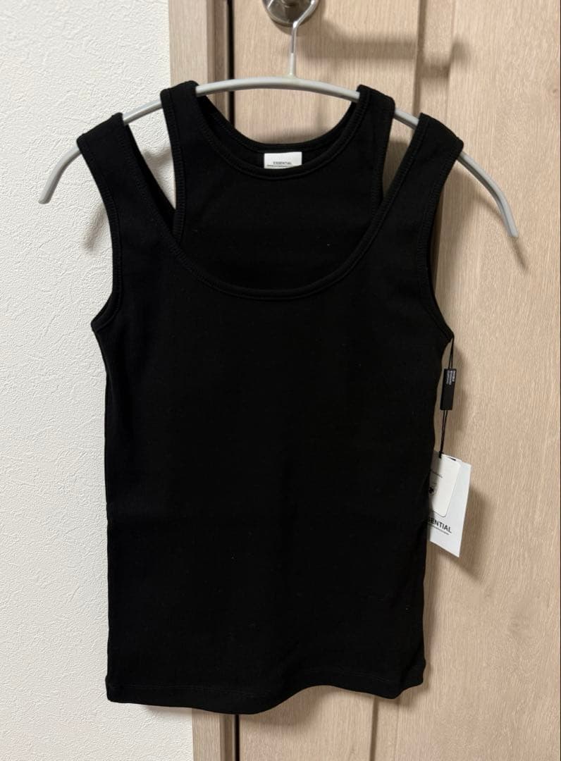 ユキ★ESSENTIAL レイヤードデザインリブトップス ブラック