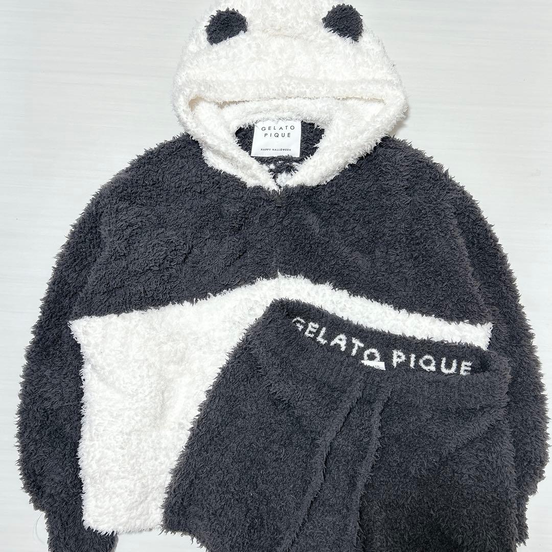 ジェラートピケ パンダ　セットアップ　パジャマ　ルームウェア　パーカー