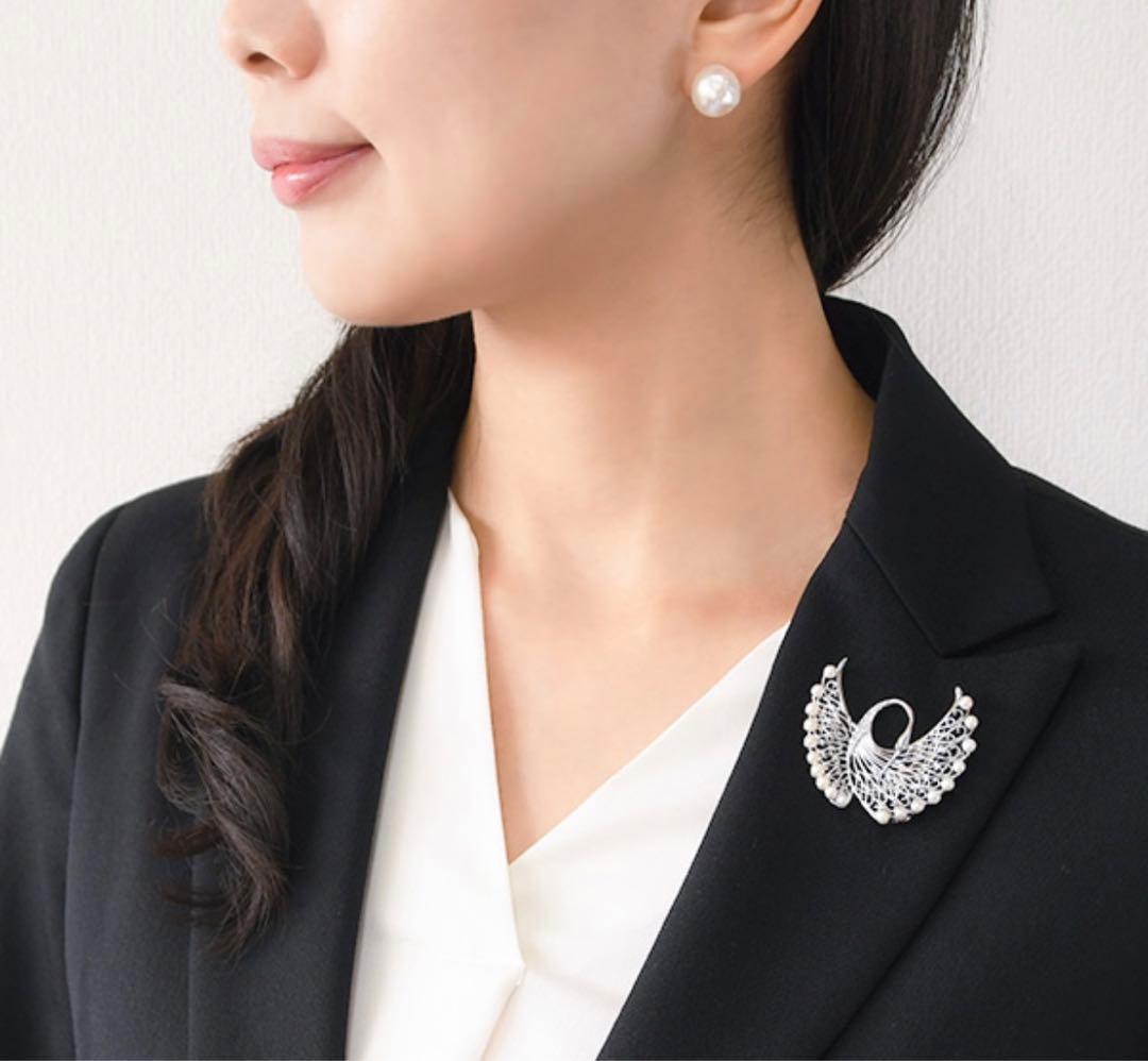 ルコリエ　鶴ブローチ　入学式　卒業式　セレモニー