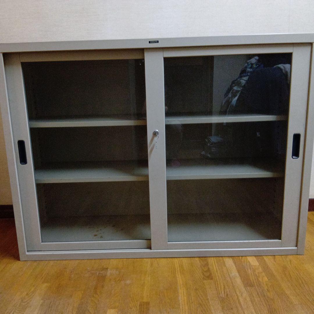 コクヨ　キャビネットスライド式扉 グレー　中古　汚れ有り　88×120×40cm