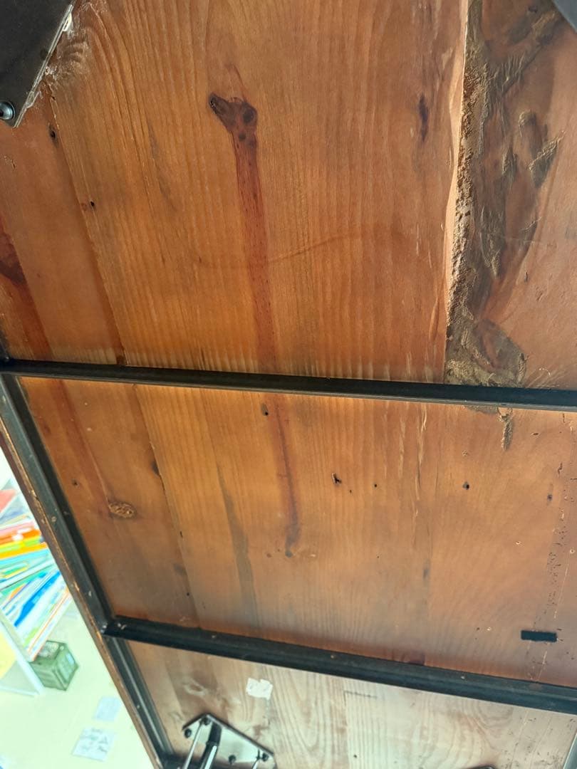 バーンウッド　古材　アンティーク　木製　ダイニングテーブル 金属脚付き