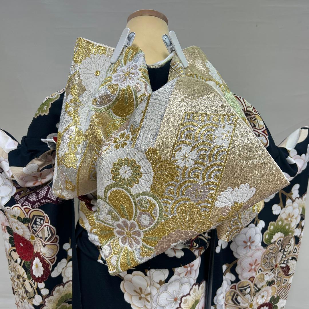 紺地の上品な松竹梅の古典振袖フルセット