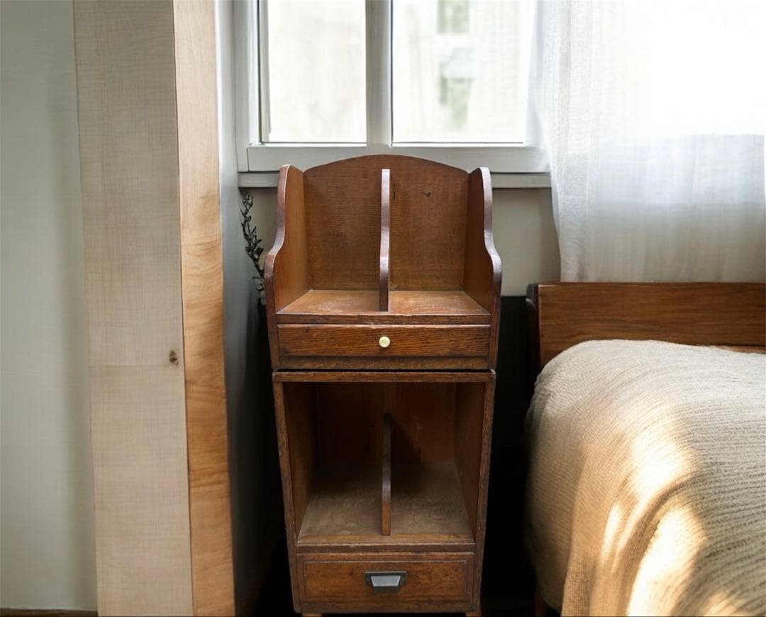 アンティーク　珍品　本立て　飾り棚　別々使用可能　スリムキャビネット