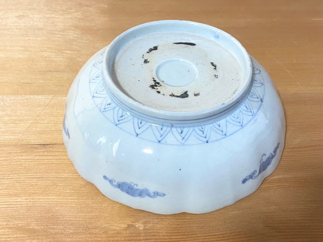 能登蔵出し 古伊万里 色絵金彩 魚窓絵文 大膾皿 /輪花皿 深皿 膾皿