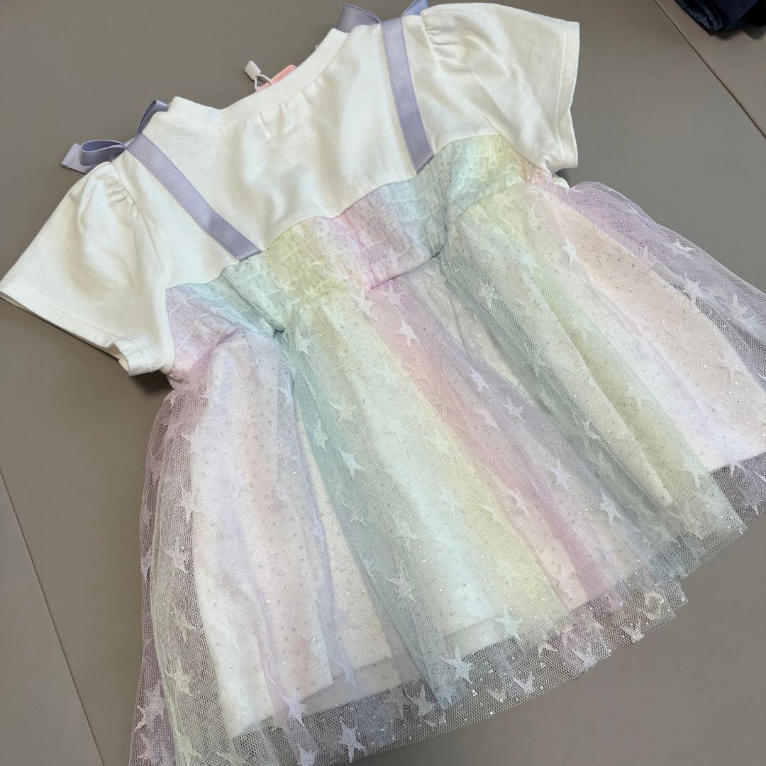 【新品・タグ付き】メゾピアノ　グラデーション星チュール　チュニック90