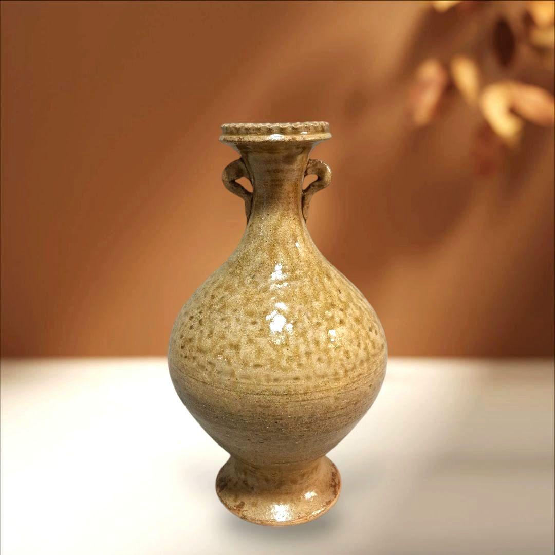 唐津焼　眉山窯　花瓶　耳付飾り壺 　花器 インテリア　壺　工芸品　陶芸　床の間