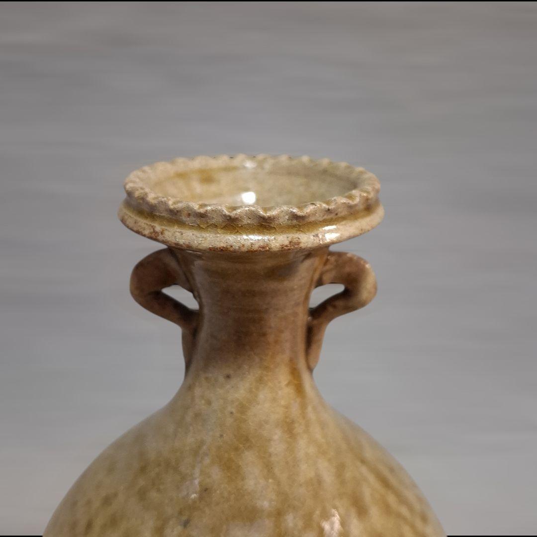 唐津焼　眉山窯　花瓶　耳付飾り壺 　花器 インテリア　壺　工芸品　陶芸　床の間