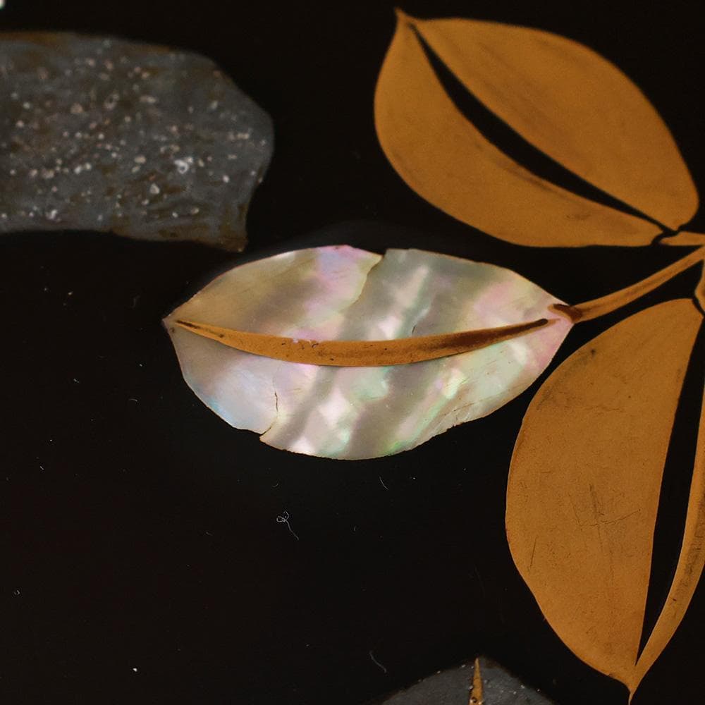 木製漆器 黒塗 螺鈿 エン豆 豌豆蒔絵皿 菓子皿 茶道具