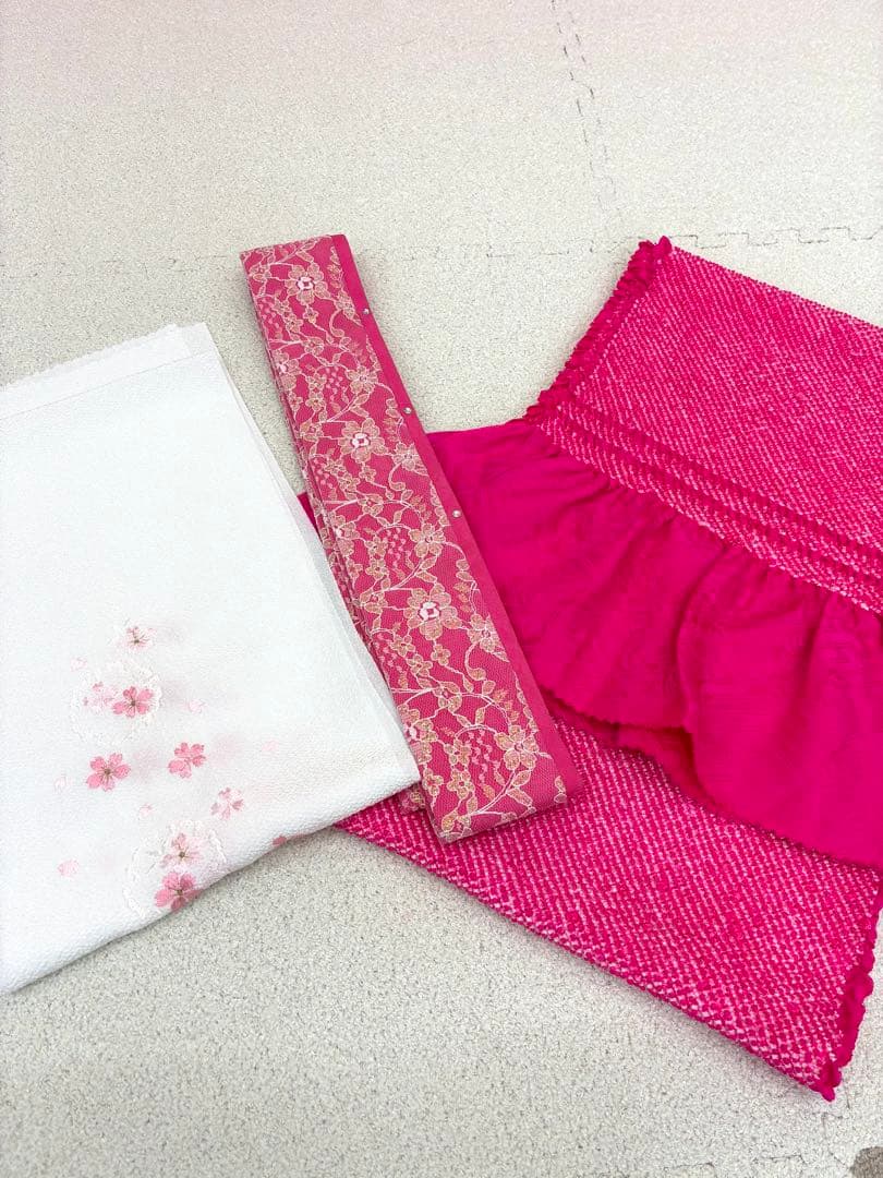 成人式　単品　1140 薄黄色&ピンク　正絹　振袖　格安！