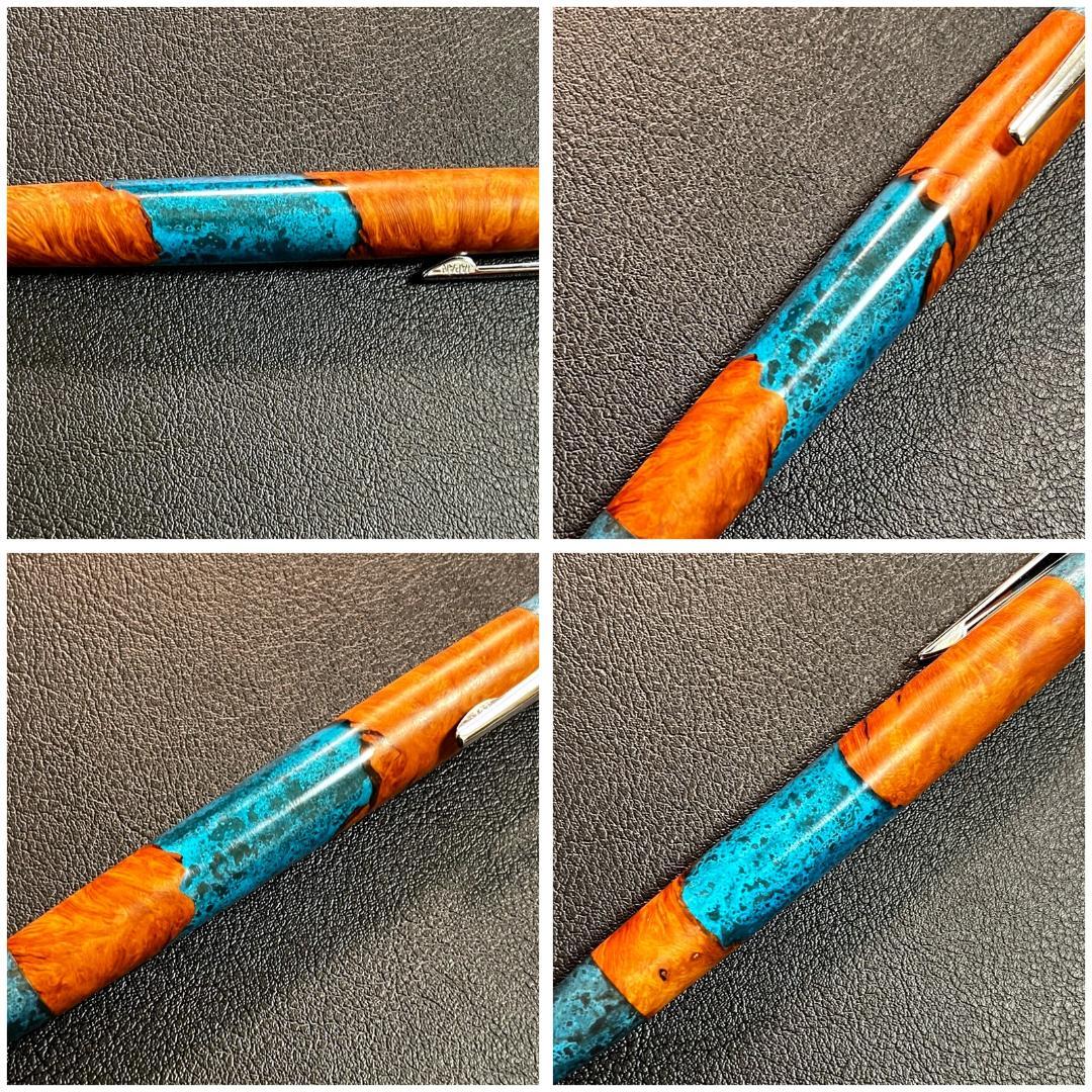 野原工芸 侘寂 ブライヤー瘤 斑紋ガス 青銅色　ボールペン