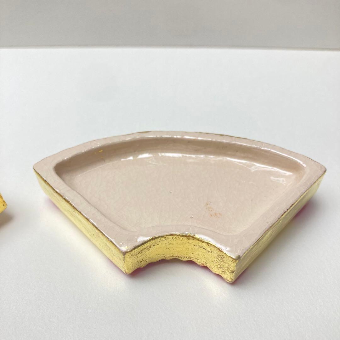 檜垣青子 扇面 松竹梅 香合 金 青子 共箱 栞付 茶道 送料込 晴 美品 楽