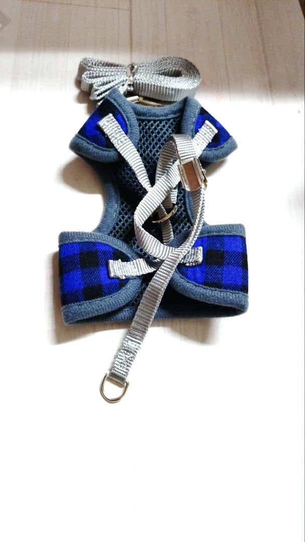 WEILF YONK 犬ハーネス　Sブルー　リード付き