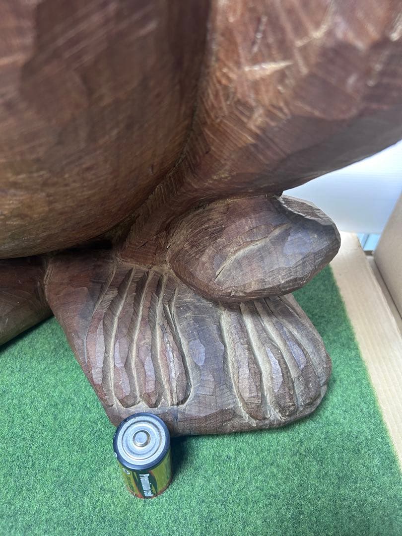 【大迫力】木彫り大蛙像／アンティーク調オブジェ14kg‼️