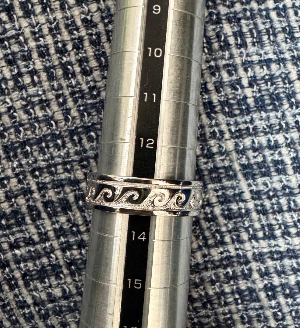 k14 ホワイトゴールド　リング　波デザイン　13号　新品　男女兼用