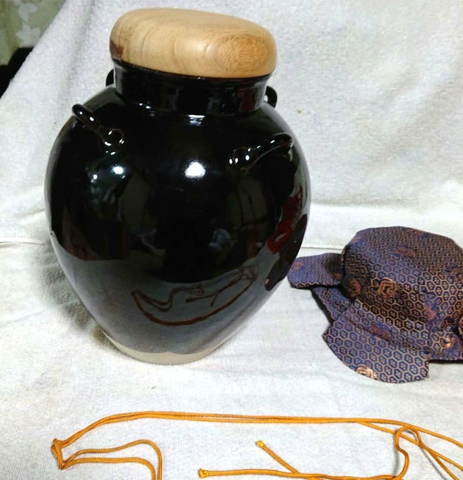 茶道具飾り茶壺 木箱付きA465