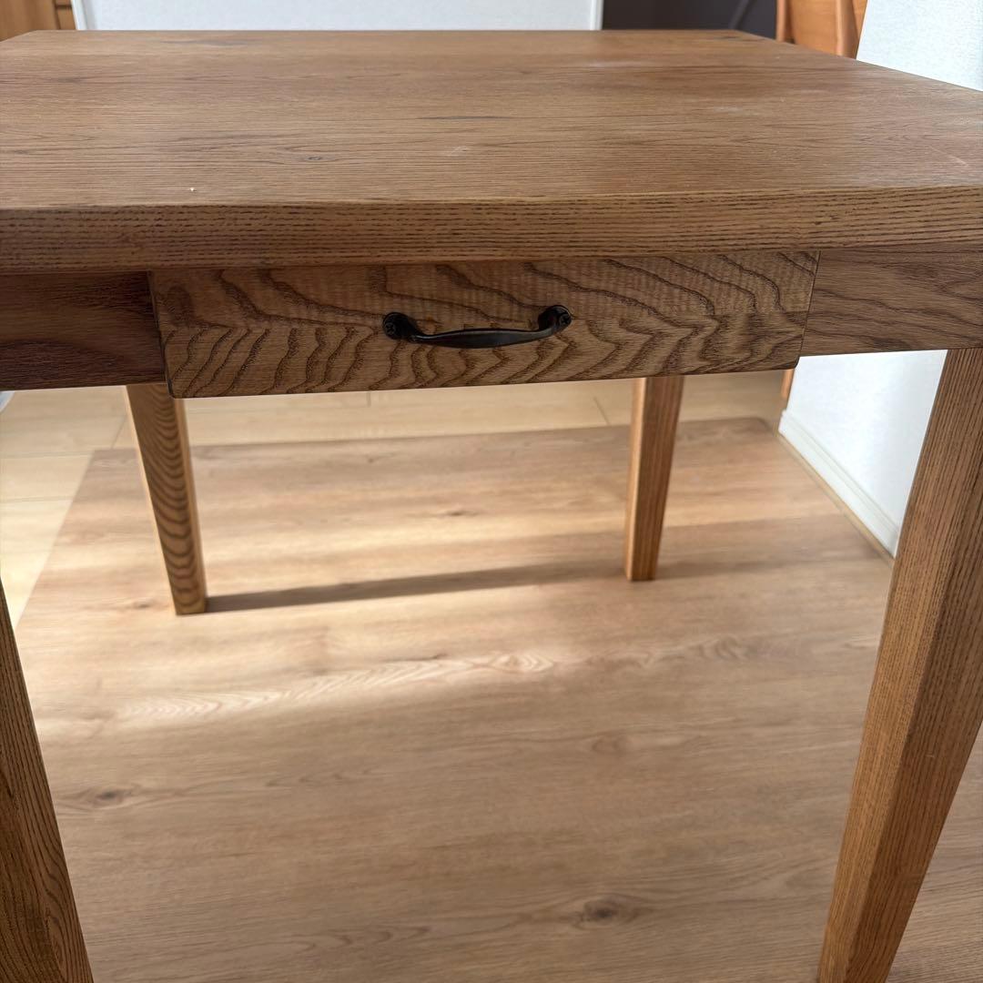 超美品！最終お値下げ！ダイニングテーブル 75cm アッシュ材 引き出し付き ！